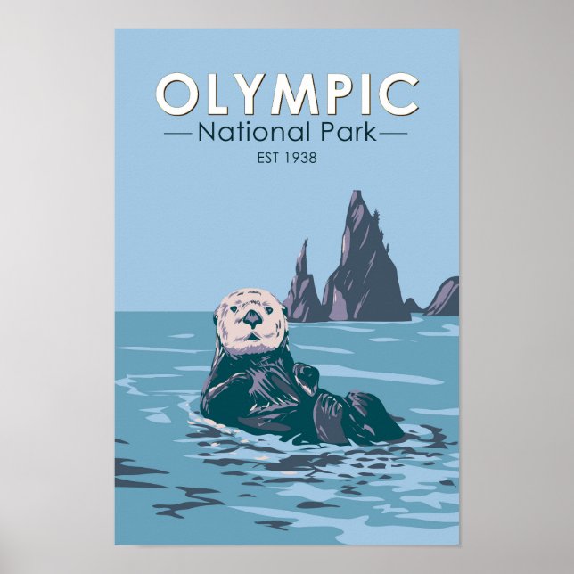 Poster Olimpiadas National Park Sea Otter Vintage (Frente)