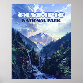 Poster Olimpiadas National Park Washington Mounts Vintage
