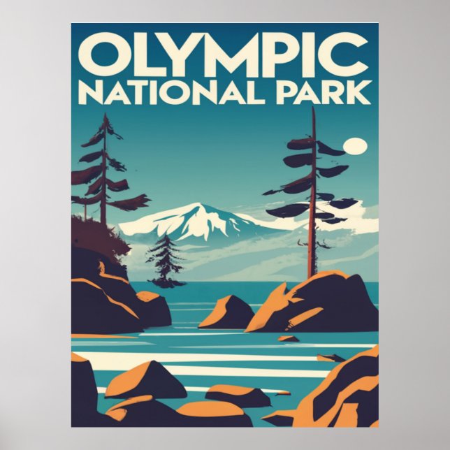 Poster Olimpiadas National Park Washington Rocky Beach (Frente)