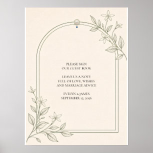 Poster Olive Botânica Por Favor Assine Nosso Livro de Vis