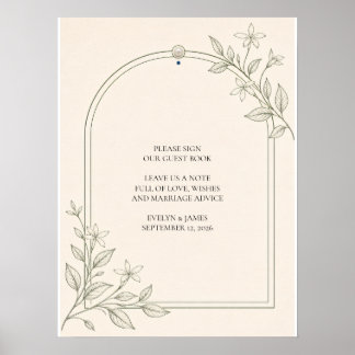Poster Olive Botânica Por Favor Assine Nosso Livro de Vis