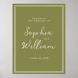 Poster Olive Green Modern Wedding Welcome Sign