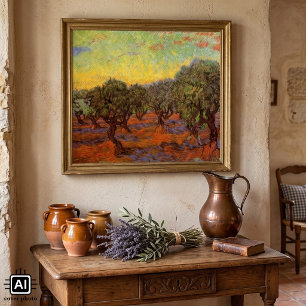Póster Olive Grove, Orange Sky, por Vincent van Gogh