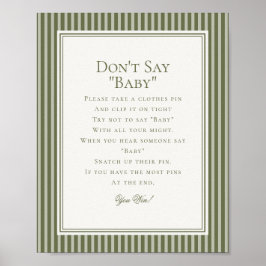 Poster Olive Martini Green Striped Baby Shower Game