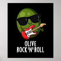 Olive Rock E Roll Funny Rocker Olive Pun Dark BG