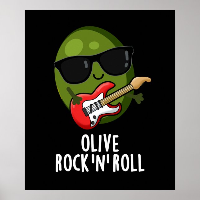 Poster Olive Rock E Roll Funny Rocker Olive Pun Dark BG (Frente)