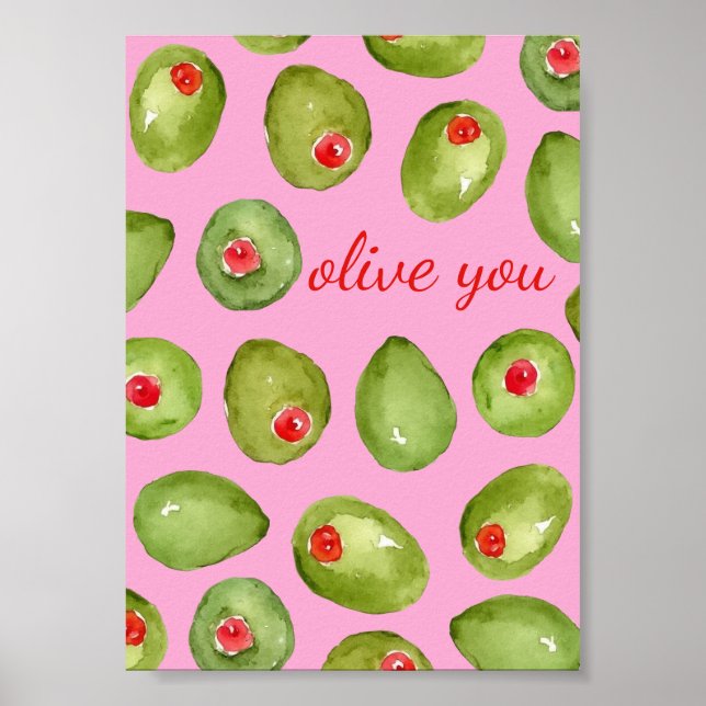 Poster Olive You Watercolor (Frente)