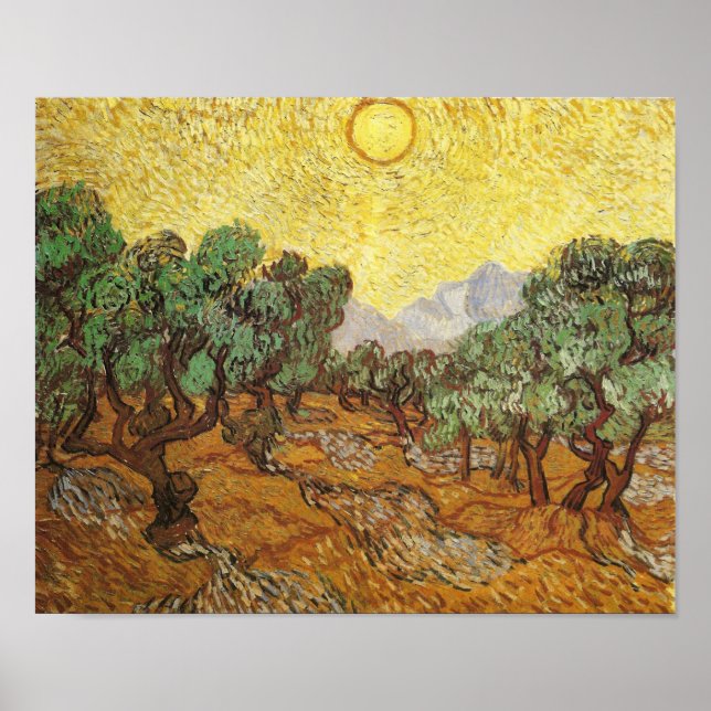 Póster Oliveiras Amarelo Céu e Sun Van Gogh Belas Artes (Frente)