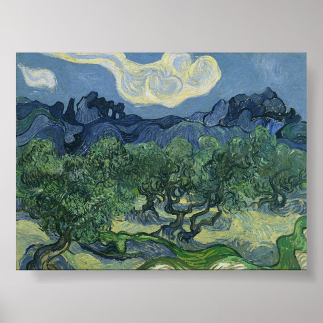 Poster Oliveiras de Van Gogh com os Alpilles ao Fundo (Frente)