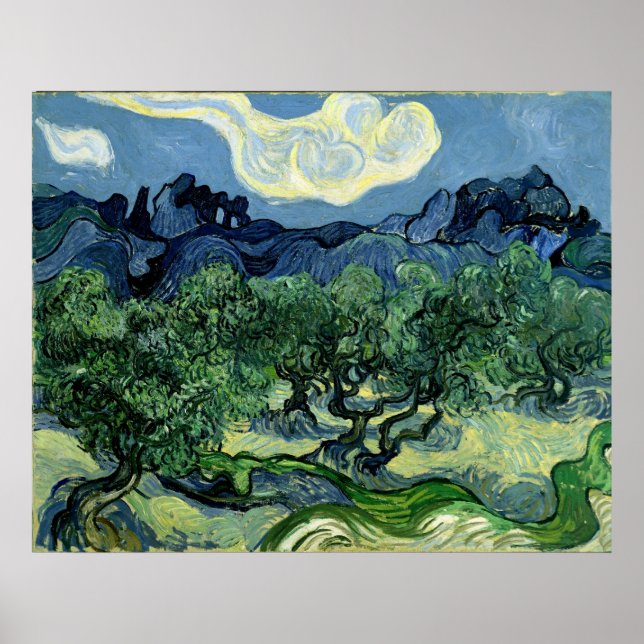 Póster Oliveiras de Vincent van Gogh (1889) (Frente)