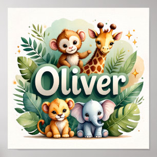 Poster Oliver Safari Nursery Wall Art