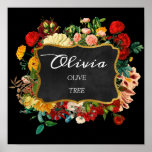 Poster Olivia Name Significa Royal Rosa Frame Gift<br><div class="desc">Um nome elegante que significa um poster dedicado a um novo bebê. Decorado com brilho como pés de bebês. Aproveite o seu dia! FlorenceKdesign</div>