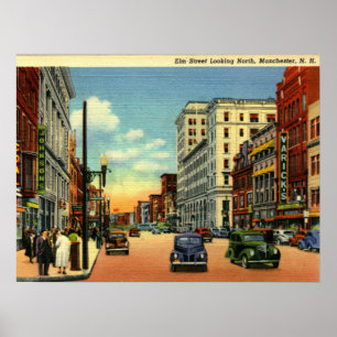 Poster Olmo Rua, Manchester, New Hampshire, vintage 1948