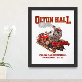 Poster Olton Hall Vintage Comboio a Vapor Comboio Inglês 