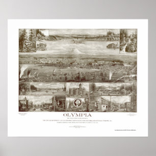 Póster Olympia, mapa panorâmico de WA - 1903