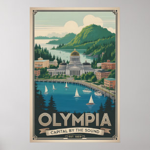 Poster Olympia Vintage Washington Viagem Retro