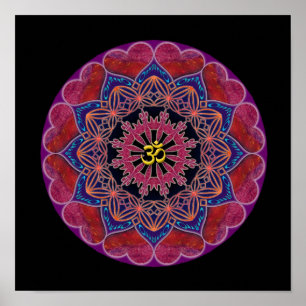 Póster Om Heart Mandala