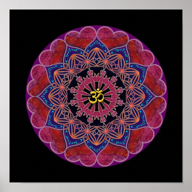 Póster Om Heart Mandala (Frente)