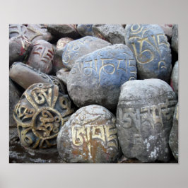 Póster Om Mani Padme Hum Mani Stones Mosteiro Tibetano