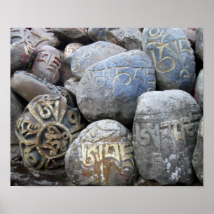 Póster Om Mani Padme Hum Mani Stones Mosteiro Tibetano