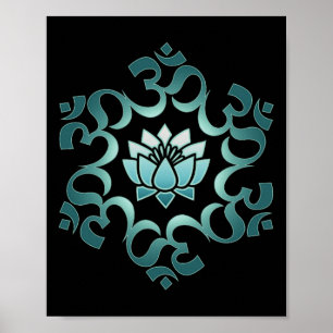 Poster Om, Mantra, Símbolo, Mandala, Flor de Lótus, Budis