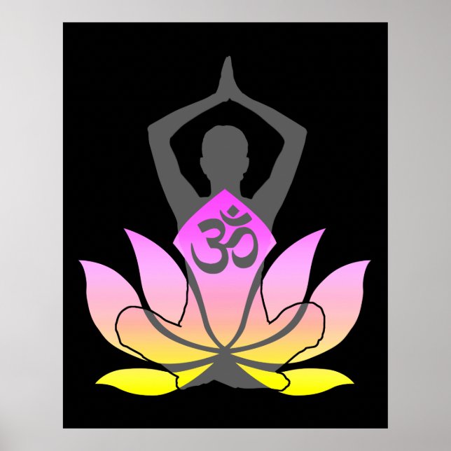Poster OM Namaste Lotus Flower Yoga Pose Espiritual (Frente)