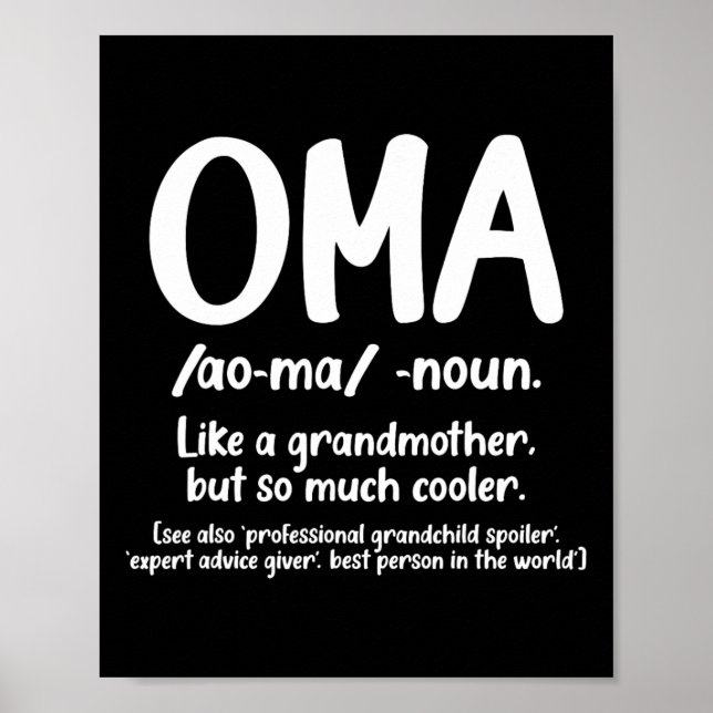 Poster Oma Avó Dia de as mães Tee Oma Definition Des (Frente)