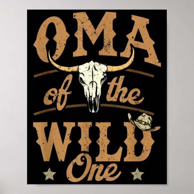 Poster Oma Of The Wild One Cowboy Western Rodeo Party Mat (Frente)