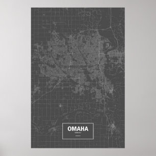Poster Omaha, Nebraska (branco no preto)