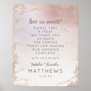 Poster Ombre Blush Pink Foil Love é doce Sinal de Casamen