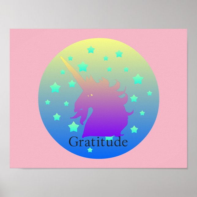 Poster Ombre unicórnio com gratidão (Frente)