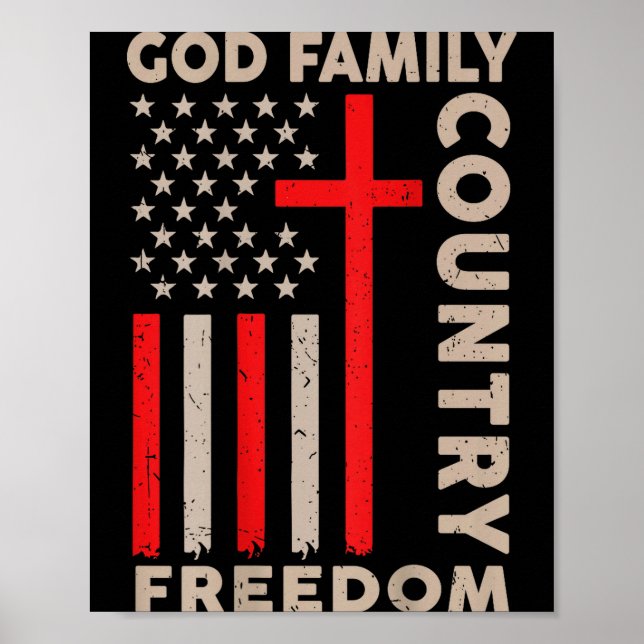 Poster On-back God Family Country Dom Patriotic Christian (Frente)