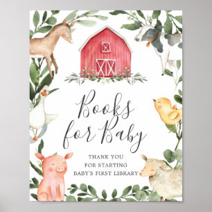 Poster On The Farm Baby Shower Books For Baby Sign