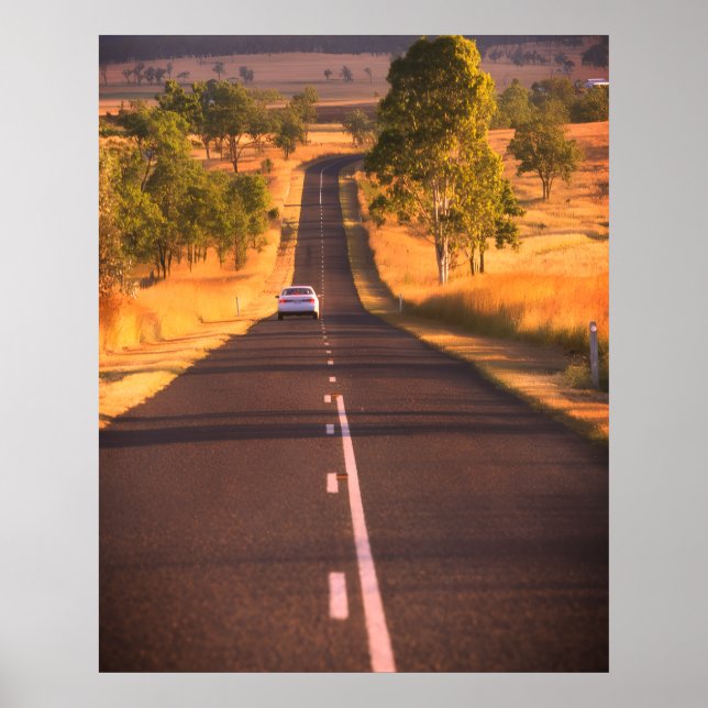 Poster On the Road Again a Long Stretch of Road on a Wall (Frente)