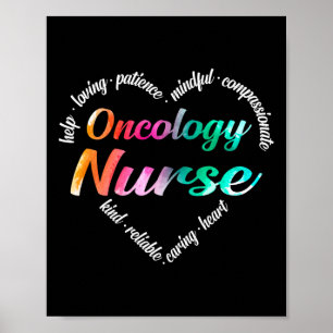 Poster Oncologia Enfermeira Coração Nuvem Aquarela Arco-Í