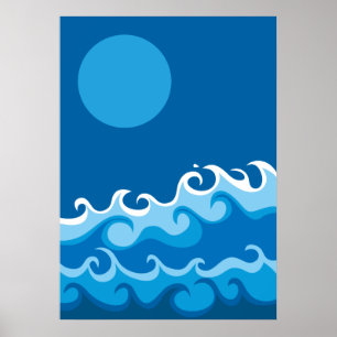 Póster onda azul