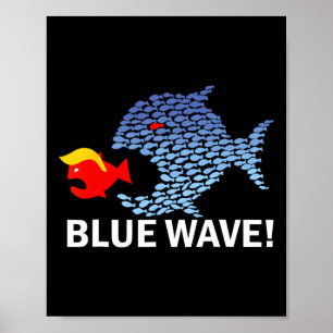 Poster Onda Azul 2024 Engraçado Peixe Grande Come Peixe P