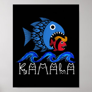 Poster Onda Azul 2024 Peixes Engraçados Comem Pequeno Tru