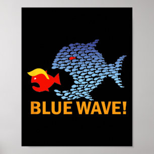 Poster Onda Azul 2024 Peixes Engraçados Comem Pequeno Tru