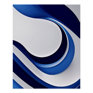 Póster Onda Azul Ousada Abstrata com Curvas Modernas