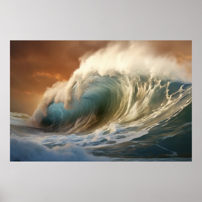 Poster Onda Curva - Vazio Natural Da Força Oceânica (Frente)