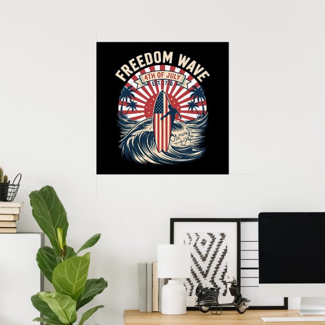 Poster Onda da Liberdade 4 de Julho (Escritório em casa)