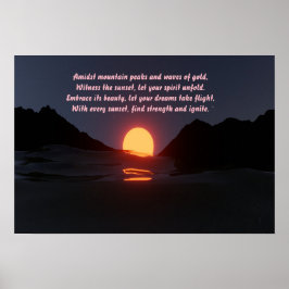 Poster onda da montanha pôr do sol no oceano Estética