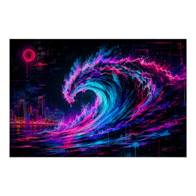 Póster Onda de Água do Oceano (Frente)