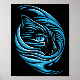 Poster Onda De Gato Azul Para Kamala 47 Gato Engraçado La