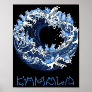 Poster Onda De Gatos Azuis Para Kama