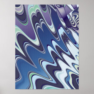 Poster Onda de Mármore Líquido Azul e Roxo Etéreo Fracta