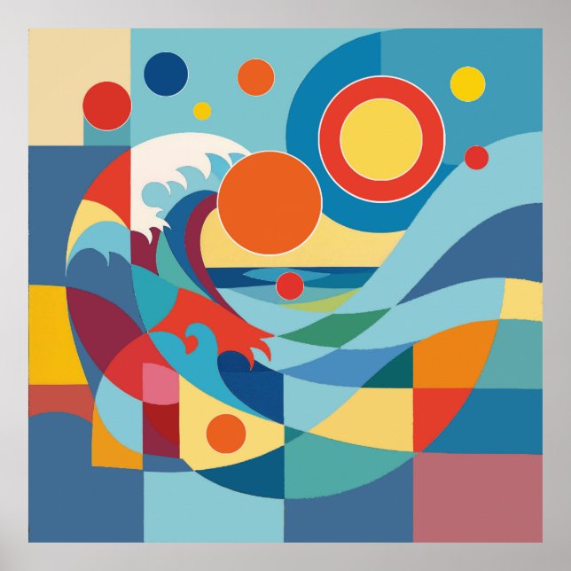 Poster Onda do Oceano ao Nascer do Sol (Frente)