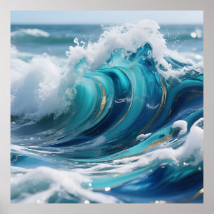 Poster Onda Dourada do Mar Turquesa