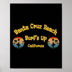 Poster Onda está Alta Praia Divertida Crânio de Surf Vint